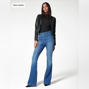Spanx flare bell jeans Small 28x34 tall long inseam stretch pull on denim NWT